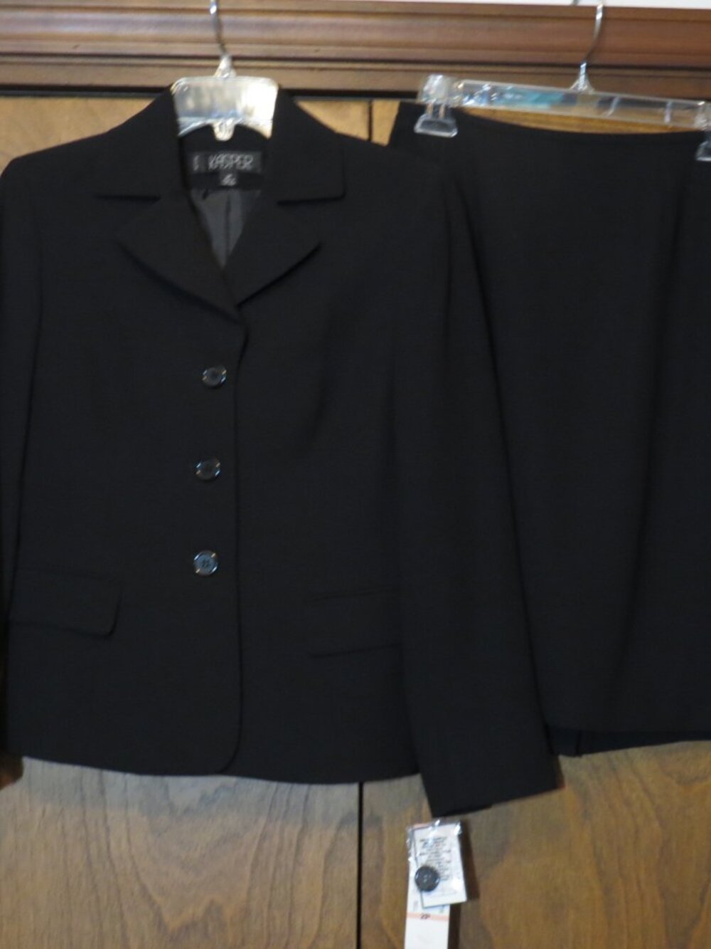 NEW WITH TAGS Kaspar Size 2P Black Suit Skirt/Blazer
